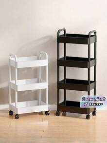 3/4/5-Tier Rolling Storage Cart With Wheels - Multi-Functional Organizer, Sturdy Plastic Construction, Easy To Assemble, Tool-Free, Space-Saving Storage Rack Suitable For Kitchens, Bathrooms, Offices, Bedrooms - Suitable For Home And Commercial Use - Car Storage Rack/Black - View 1