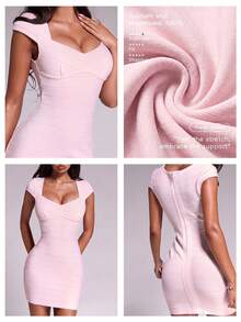 Nuvra Sexy Pink Cap Sleeve Mini Dress For Women, Banquet - Baby Pink - View 9