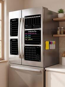 Haus Hana 1Pc Magnetic Weekly Calendar Writing Board, 2mm Thick Black Solid Acrylic With Printed Weekly Grid Pattern, Dry Wipe Reusable Surface For Schedule Recording, Magnetic Fridge Memo Plaque For Family Daily Arrangement And Kitchen Planning - multicolor - View 11