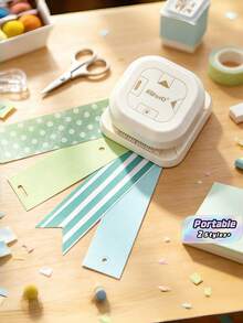 1 Four In One Punch, Multifunctional Embossing Punch, Diary/Planner/DIY Corner Cutter, Notebook Stationery Cutting Tool, Suitable For School, Office, Home, Back To School Season, School Supplies - multicolor - View 1