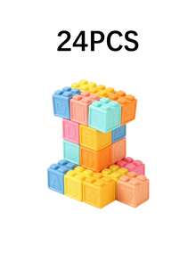 MINKOJA Cute Building Blocks With Embossed Shape Patterns, Birthday Gift For Home Play, Collectible Desk Toy, Car Decor & Travel Toy - Multicolor - View 9