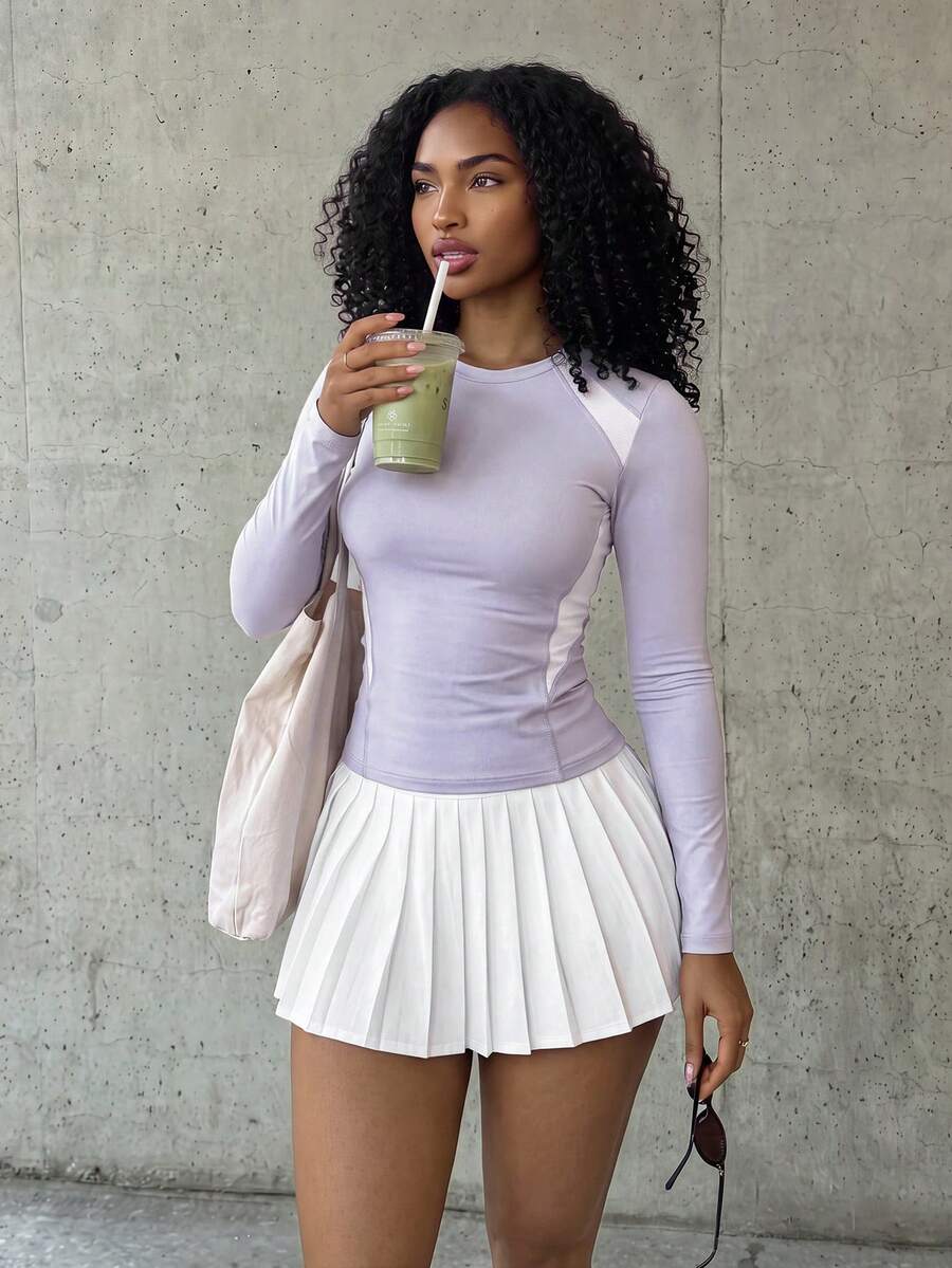 Core Rhythm Core Rhythm Women Color Block Sports Long Sleeve Top Casual Cycling With Reflective Strip - Multicolor - View 1