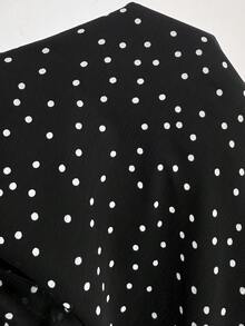 SHEIN CURVE+ Plus Size French Fashion Polka Dot Print Ruffle V-Neck Dress Fall - Black and White - View 11