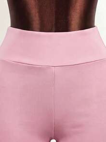 Zolique Pink Solid Color Cargo Sports Shorts, Women's Activewear, Casual Summer Going Out Outfits - Pink - View 6