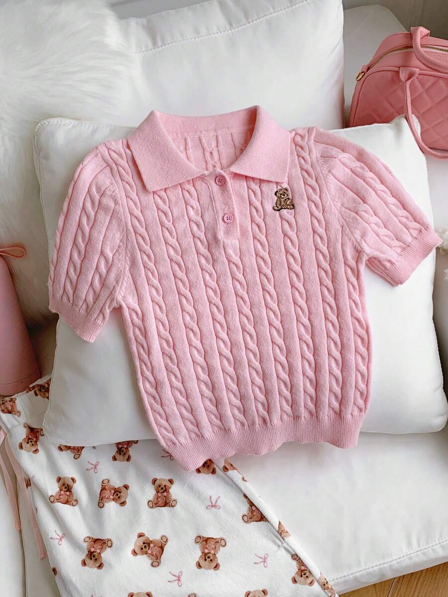 Comfortcana 女款 Polo Bear 針織上衣 - 粉色 - 查看 1