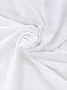 GlowEve CURVE Plus Size Summer Button Decor Round Neck Batwing Sleeve T-Shirt - White - View 4