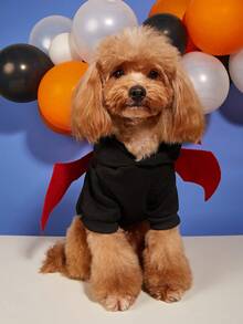 PETSIN 1pc Small Bat With Horns And Wings Cosplay Pet Hoodie Black Thick Soft Pet Anti Shedding Pet Clothing - Multicolor - View 7
