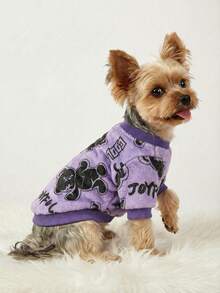 PETSIN 1 Pc Pet Cat/Dog Fleece Purple Black Bear Graphic Warm Crew Neck - Multicolor - View 7