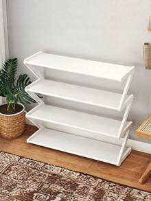 1PC Z Shaped Shoe Rack Plastic Floor Standing Storage Shelf Multi Function High Capacity Easy Assemble Organizer For Home Dorm Living Room Bedroom Space Saving - Multicolor - View 11
