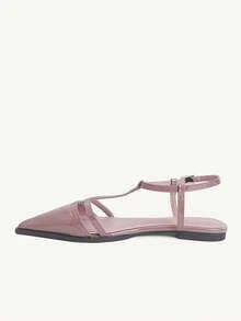 CUCCOO CHICEST 女款時尚春夏新款氣質尖頭包頭豆沙粉約會穿著辦公通勤平底鞋 - 豆沙粉 - 查看 8