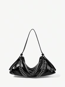Viva Strut Cross-Border Textured Handbag Solid Color Niche Design Messenger Bag Premium Medieval Shoulder Bag - Black - View 2