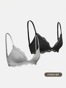 SHAPORA 女款蕾絲拼接內衣套裝 2件組 - 彩色 - 查看 16