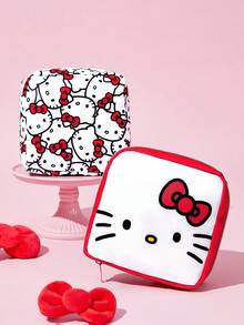 HELLO KITTY AND FRIENDS | SHEIN 迷你蝴蝶結貓咪印花拉鍊收納包，2款可單買或成套，可用於收納衛生棉、耳機、化妝品，女孩日常旅行便攜小包 - 紅白色 - 查看 1