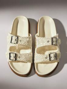 Solecia Sandalias tipo slip-on para mujer, cómodas, versátiles y casuales - Beis - Ver 3