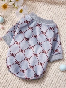 PETSIN 1 Printed Butterfly Tie Flannel Sweatshirt, Pet Autumn And Winter Thick Warm Gray Version - Multicolor - View 4