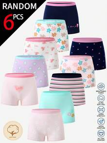 12-Piece Big Tween Girl Girls Soft Source Cotton Boxer Briefs In A Randomly Assorted Multicolored Collection. Featuring Pink Navy And Grey Leopard Print, Hearts, And Stars, These Comfortable All-Season Underwear Are Crafted From Skin-Friendly Lightweight Ribbed Knit Material With Cute Bow Patterns For A Cozy And Smooth Everyday Fit. - Multicolor - View 1