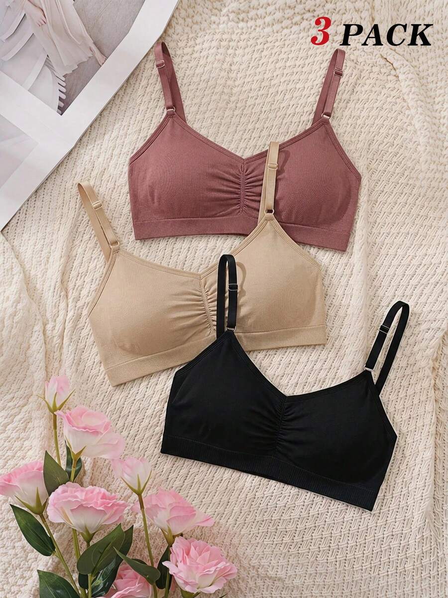 SHEIN MOD 3pcs Wireless Bras & Wireless Non-Underwire Bras Set - Multicolor - View 1