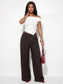 Normani Women's Casual Versatile Commute Solid Color Long Pants Teachers' Day Business Business Office Dark Brown Autumn - Coffee Brown - View 3