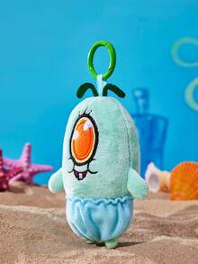 SpongeBob SquarePants | POKOJA LAND 1個 X POKOJA LAND 3D 絨毛吊飾鑰匙圈，藍綠色單眼魚形狀，趣味搞怪設計，可掛在包包、鑰匙、書包上，生日或週年紀念的有趣禮物 - 綠色 - 查看 3