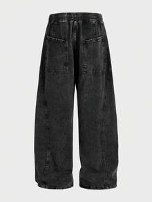 EASEVO Plus Size Men's Loose Fit Casual Denim Jeans, Vacation, Father's Day Gifts - Black - View 4
