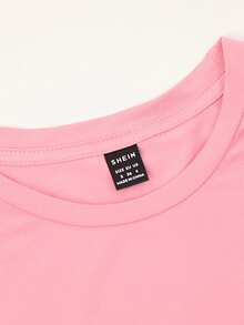 EMERY ROSE 學院風教師花卉甜美風襯衫，Teach 藍色花卉 T-shirt，鉛筆蝴蝶結教師格紋 T-shirt - 粉色 - 查看 4