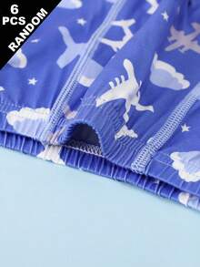 Random 6Pcs Boys Cartoon Space Plane & Panda Print Comfortable Square Boxer Briefs - Multicolor - View 4