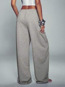 Normani Women's Versatile Button Drawstring Waist Loose Casual Sweatpants - Grey - View 2