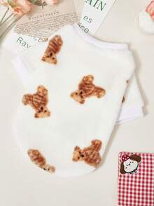 PETSIN 1 Pc Pet Cat Dog Universal Cute Bear Pattern Plush Thickened Warm Elastic Comfortable Round Neck Pet Clothing - Multicolor - View 7