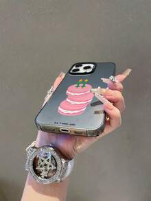 HARRY POTTER X SHEIN Harry Potter 粉色蛋糕圖案黑色防摔抗震手機殼，適用 iPhone 13/14/15/15 Pro/16/16 Pro/17 Pro，熱門流行款 - 彩色 - 查看 5