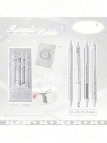 Set de 4 bolígrafos de gel con cinta suave, estilo ballet, de 0.38mm/0.5mm, con tinta negra de secado rápido, para escribir, regalo para volver a la escuela - Multicolor - Ver 19