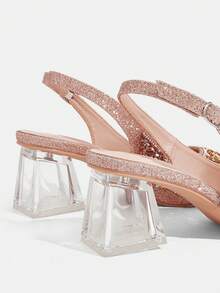 CUCCOO TILAWA Ladies' Fashionable And Elegant Crystal And Glass Rhinestone Pointed Champagne High-Heeled Shoes, Suitable For Going Out, Banquets, Parties And Other - Champagne - View 6