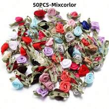 Rosas artificiales de satén hechas a mano, apliques de tela con rosetas para decoración de boda, manualidades y accesorios de costura - Multicolor - Ver 20