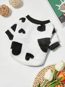 PETSIN 1 Pc Pet Cat/Dog White Flannel Love Print Warm Crew Neck Sweatshirt - Multicolor - View 9