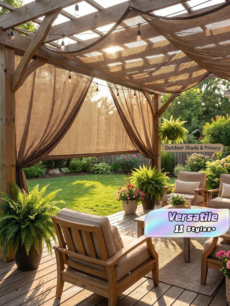 1 Piece Uv-Resistant Brown Hdpe Sunshade Canvas, Railing Safety Fence, Garden Fence, Pavilion Sunshade, Privacy Screen, Outdoor Sunshade Net, Windproof, Birdproof, Insectproof, Snowproof, Dustproof, Suitable For Summer Camping, Outdoor Swimming Pool, And Simple Garage