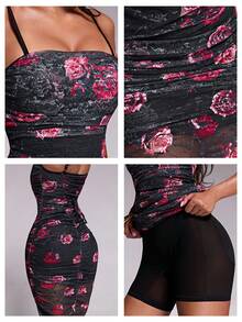 Nuvra Women's 2-In-1 Sleeveless Mesh Floral Fitted Butt-Lifting Sexy Long Dress - Multicolor - View 10