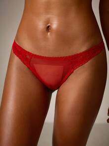 DreamPoppy 1 Set Women's Solid Color Lace Comfortable Lingerie Set - Red - View 5