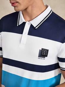 Summer Outing Top, Color-Block Pattern, Men's Standard Size POLO Shirt, Classic Multi-Color Striped Print Pattern, Pattern Design, Daily, Office Casual Business Style Top - Multicolor - View 6