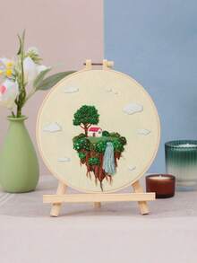 Set Sulam DIY untuk Pemula Dewasa dengan Alat, Hiasan Gambar Kreatif Buatan Tangan, Tas Bahan Buatan Tangan untuk Hadiah Liburan Lembut Rumah - Ukuran 20x20cm - View 3