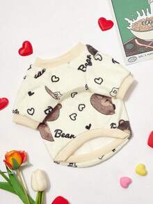 PETSIN 1 Pc Apricot Fleece Teddy Bear Heart Graphic Pet Dog/Cat Warm Crewneck - Multicolor - View 6