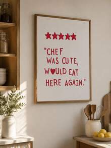 1pc Cute Kitchen Wall Art Print – Minimalist Red Chef Heart Canvas Poster, 40x50cm/15.7x19.7in For Kitchen Living Room Decor, Gift (Unframed) - multicolor - View 6