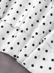 SHEIN Tall Summer Elegant Sleeveless Women's Short Dress With Polka Dot Hem - White - View 3