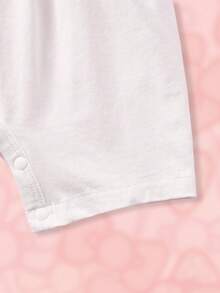 HELLO KITTY AND FRIENDS | SHEIN Baby Girl Cartoon And Letter Graphic Ruffle Trim Romper - White - View 5