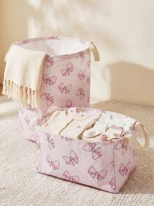 Cozy Pixies 1 Piece, Cute Little Animal Pattern Printing Large Capacity Foldable Round Foldable Round Storage Dirty Clothes Basket Storage Basket, Portable And Ea - Multicolor - View 4
