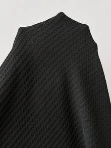 Shapeblank 大尺碼女款春秋時尚休閒寬鬆舒適日常百搭顯瘦華夫格針織黑色長袖開襟外套，秋季穿搭外穿上衣，極簡風秋季夾克 - 黑色 - 查看 9