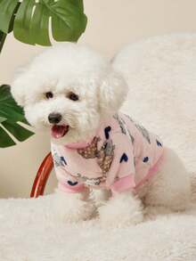 PETSIN 1 Pc Pet Cat Dog Universal Cute Pink Lamb Pattern Printed Fashion Plush Warm Elastic Comfortable Dog Round Neck - Multicolor - View 6