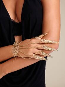 Altistry 1pc Gothic Style Monster Finger Chain Punk Spike Nail Finger Ring Bracelet - Type 1 - View 3