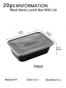 20/50pcs, 26oz Black Bento Lunch Box With Lid, Rectangular Food Storage Container , Stackable Leak-Proof Meal Prep Containers, Microwave Food Containers, Kitchen Gadgets, Kitchen Accessories, Household Kitchen Supplies - Multicolor - View 12