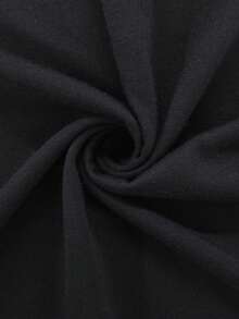 Omancia Solid V Neck Batwing Sleeve Tee - Black - View 8