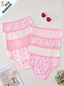 Teen Girls Minimalist Fashion Bow Series Comfortable 5-Piece Set Triangle Panties - Multicolor - View 2
