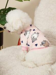 PETSIN 1 Pc Pet Cat Dog Universal Cute Pink Lamb Pattern Printed Fashion Plush Warm Elastic Comfortable Dog Round Neck - Multicolor - View 5